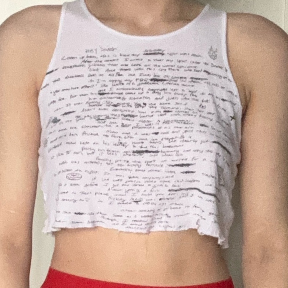 Dollskill White Letter Graphic Crop Top